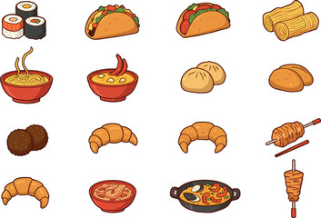 World Cuisine Icons: Food Illustration