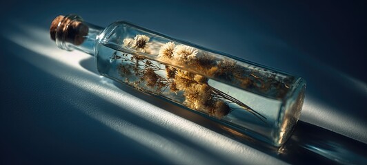 Dried Flowers in Glass Bottle with Sunlight