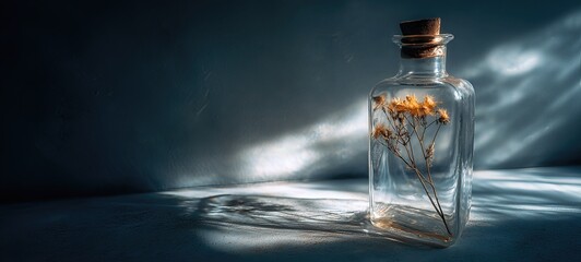 Dried Flowers in Glass Bottle with Sunlight