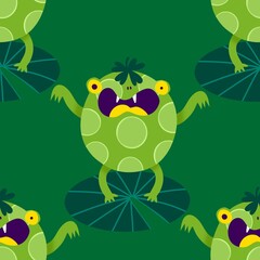 Halloween animals cartoon seamless frogs monsters pattern for wrapping and kids clothes print and party accessories