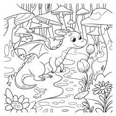 dragon Coloring
Pages with Black and white
vector illustration