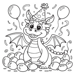 little dragon Coloring
Pages with Black and white
vector illustration