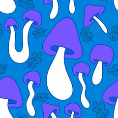 Mushrooms seamless cute pattern for wrapping paper and fabrics and linens and kids clothes print
