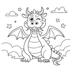 cute little dragon Coloring
Pages with Black and white
vector illustration