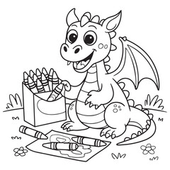 little dragon Coloring
Pages with Black and white
vector illustration
