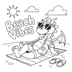 cute little dragon Coloring
Pages with Black and white
vector illustration