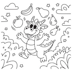 little dragon Coloring
Pages with Black and white
vector illustration