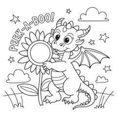 cute little dragon Coloring
Pages with Black and white
vector illustration