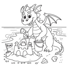 cute little dragon Coloring
Pages with Black and white
vector illustration
