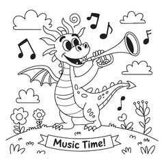 cute little dragon Coloring
Pages with Black and white
vector illustration