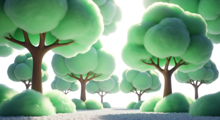 Stylized Cartoon Trees in a Whimsical Landscape green