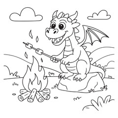 cute little dragon Coloring
Pages with Black and white
vector illustration
