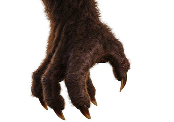 Isolated furry monster paw with long claws for Halloween or creepy beast projects © Nicolas