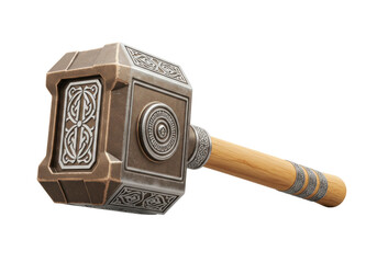 Isolated Thor's hammer Mjolnir for cosplay props, Norse mythology tool, fantasy, Viking weapon © Nicolas