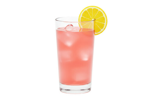 Isolated pink cocktail drink with lemon garnish, refreshing chilled alcohol beverage at bar - Powered by Adobe