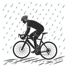 Fototapeta premium Cyclist riding through rain silhouette
