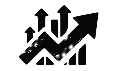 Red arrow up on white background showing business growth and success concept illustration