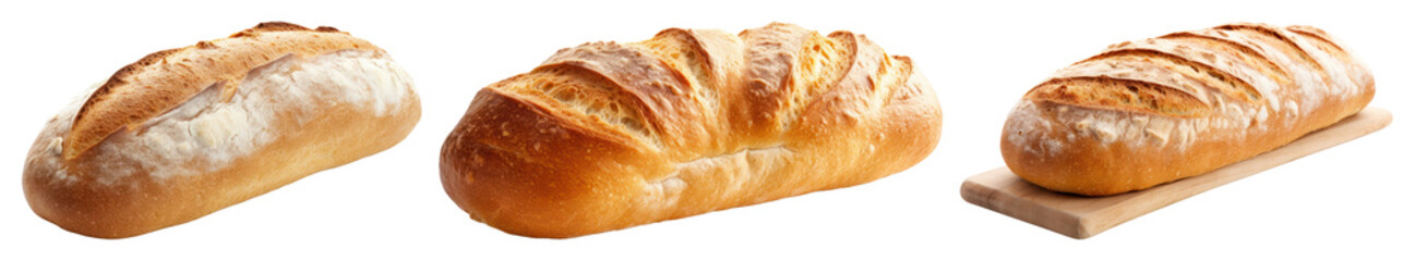 PNG Fresh artisanal bread selection, element set on transparent background