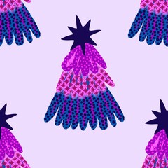 Christmas tree seamless winter pattern for wrapping paper and fabrics and kids and new year party