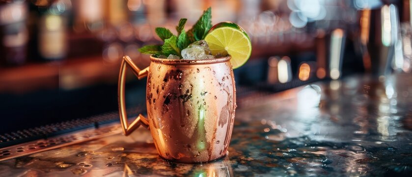 Copper mug cocktail drink