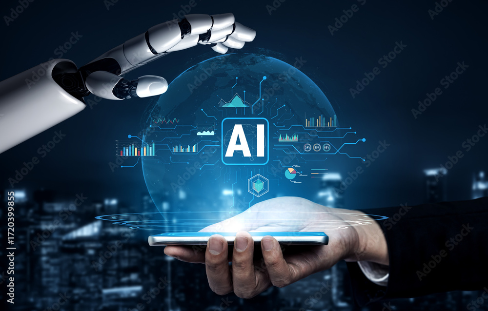 Aufkleber the power of artificial intelligence (ai) in business data analysis and analytics. a concept of ai f