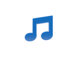 Isolated Blue quarter note, glossy, shiny design for music apps, education and teaching aids