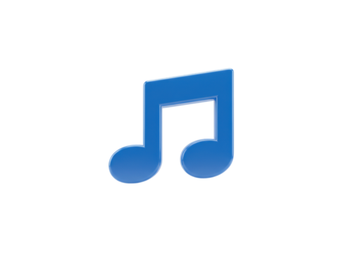Isolated Blue quarter note, glossy, shiny design for music apps, education and teaching aids