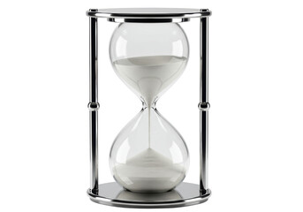 Isolated hourglass timer, time passing concept and counting minutes, time is running out fast