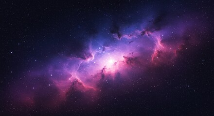 Fototapeta premium Nebulae in space with purple pink and blue colors against a dark background.