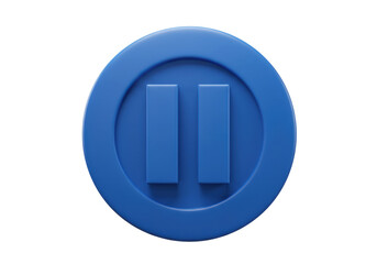 Isolated blue pause button symbol, an icon representing stopping media and music playback