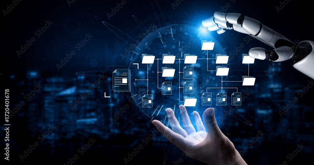 Poster ai organizing file directory structure, streamlining folder management, arranging document paths, an