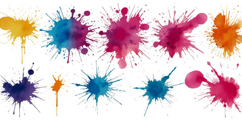 Set of watercolor circles brash multicolored. watercolor on white background. colorful watercolor vector design and transparent background