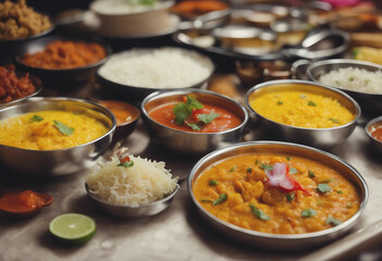 Array of Colorful Indian Dishes