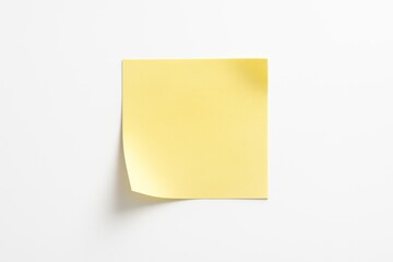 Hyper-realistic mockup of a single sticky note attached to a white background in a minimalist design for branding with copy space.