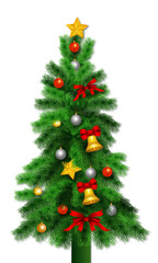 Beautiful Christmas Tree with Ornaments and Decorations