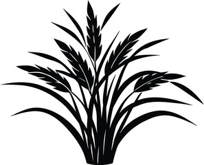 Rice Plant Silhouette | Farm Harvest Botanical Vector