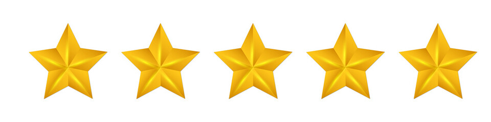 Five golden stars on a black background