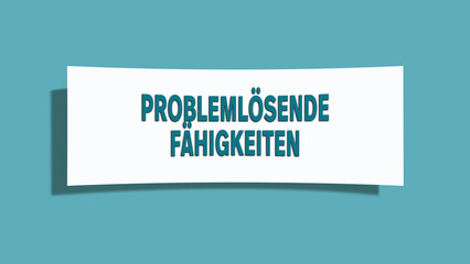 Problemloesende Faehigkeiten (Problem-solving skills) - A card isolated on light green background.