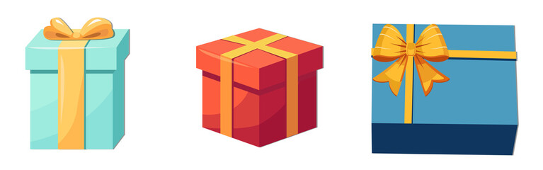 Three colorful gift boxes for celebration concept