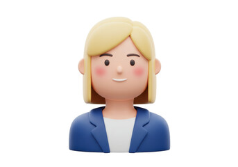 Isolated female avatar icon, business professional with blonde hair and blazer jacket