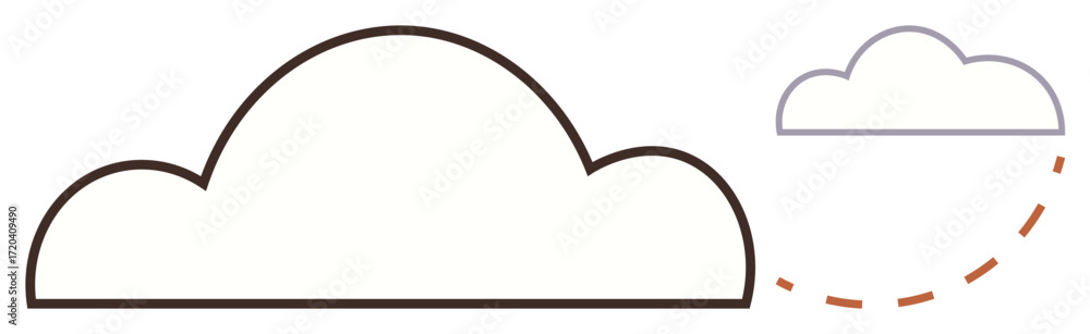 Aufkleber large bold cloud transitioning into smaller outline cloud with dashed line. ideal for transformation