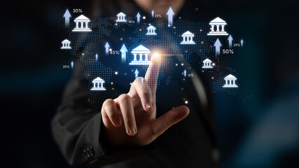 Online banking and digital banking innovation combining finance and technology, optimizing online banking systems, mobile banking services, and fintech for seamless experience. Spline