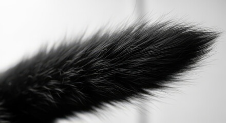 Obraz premium Close Up of a Black Cat Tail Furry Texture and Detail A Study in Monochrome Animal Anatomy and Natural Beauty A Simple Yet Striking Image