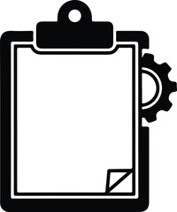Silhouette clipboard with gear technical document setting vector illustration