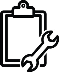 Silhouette clipboard wrench represents maintenance repair services vector illustration