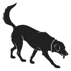 Dog wagging tail silhouette