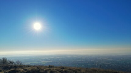 Fototapeta premium Bright Sunny Day Landscape from Hilltop