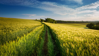 A Field With A Path In The Middle