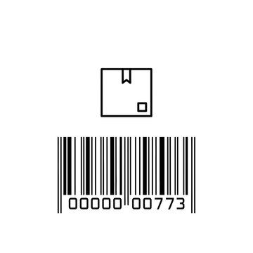 A simple graphic of a box above a barcode.