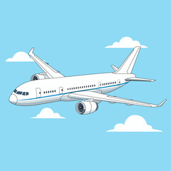 Vector Airbus-style airplane illustration, modern passenger jet design, perfect for aviation, travel, transport, and airline projects.
